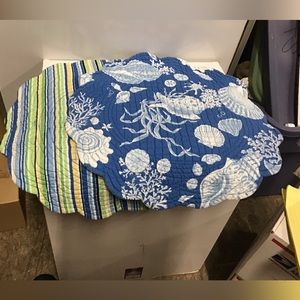 Reversible placemats seashells stripes set of 4